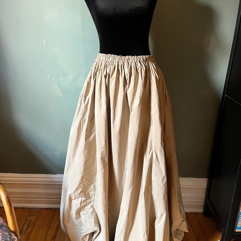 Anthropologie Full A-Line Maxi Skirt in Beige